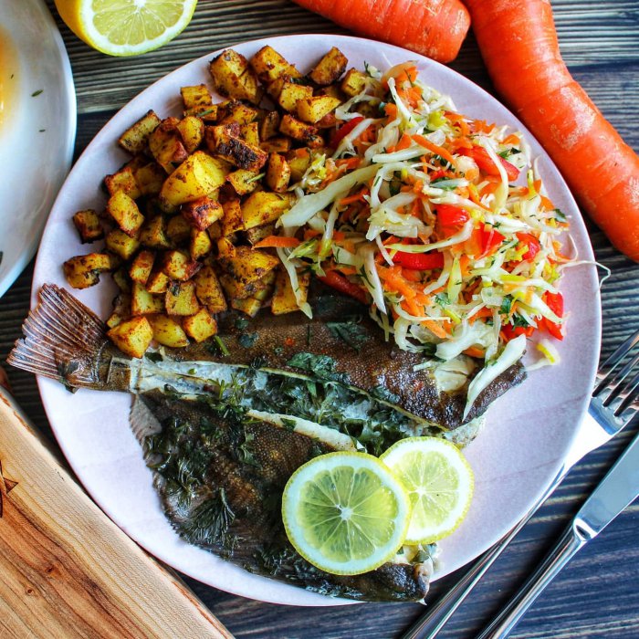 Plaice with roasted potatoes
